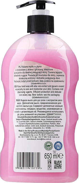 Naturaphy Рідке мило для рук "Троянда і алое вера" Bluxcosmetics Rose & Aloe Vera Hand Soap - фото N2