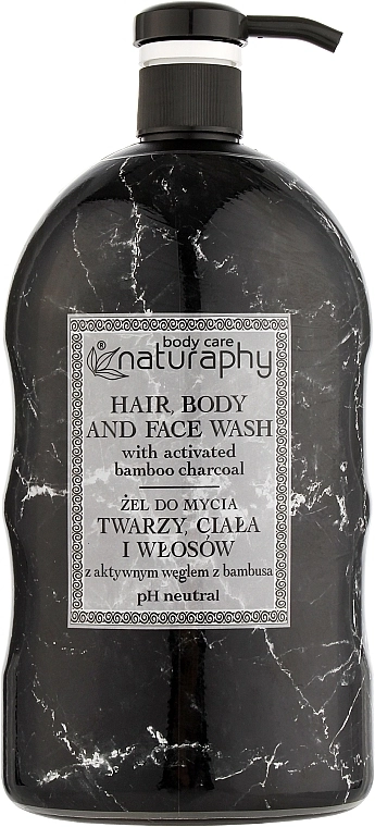 Naturaphy Гель для душу, тіла, обличчя та волосся з активованим вугіллям і ароматом сандалового дерева Hair, Body And Face Wash - фото N1
