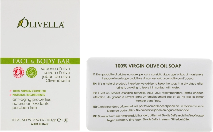 Olivella Мыло для лица и тела на основе оливкового масла Face & Body Soap Olive - фото N1