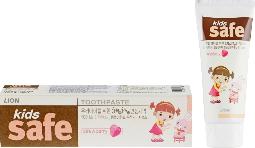CJ Lion Детская зубная паста со вкусом клубники Kids Safe - фото N1