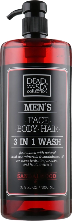 Dead Sea Collection Гель для душу, волосся і обличчя для чоловіків Men’s Sandalwood Face, Hair & Body Wash 3 in 1 - фото N4