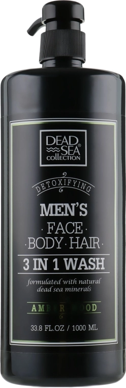 Dead Sea Collection Гель для душу, волосся і обличчя для чоловіків Men’s Amberwood Face, Hair & Body Wash 3 in 1 - фото N2