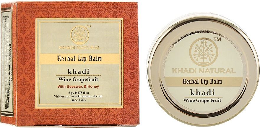 Khadi Natural Натуральный аюрведический бальзам для губ "Грейпфрут и виноград" Ayurvedic Herbal Lip Balm Wine Grape Fruit - фото N3
