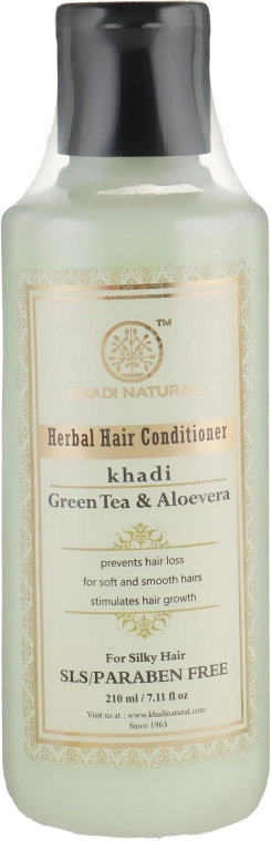 Khadi Natural Кондиціонер для волосся "Зелений чай і алое вера", без SLS Ayurvedic Green Tea Aloe Vera Hair Conditioner - фото N1
