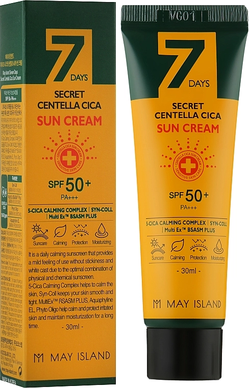 May Island Сонцезахисний крем для обличчя з центелою 7 Days Secret Centella Cica Sun Cream SPF 50 - фото N1