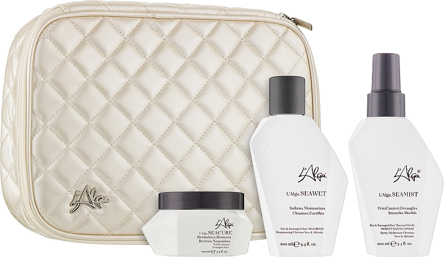 L’Alga Набор L'Alga Seamore Beauty Bag (shm/100ml + mask/100ml + ser/100ml + bag/1pcs) - фото N2