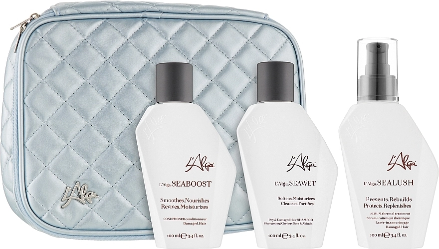 L’Alga Набор L'Alga Seamore Beauty Bag (shm/100ml + cond/100ml + ser/100ml + bag/1pcs) - фото N2