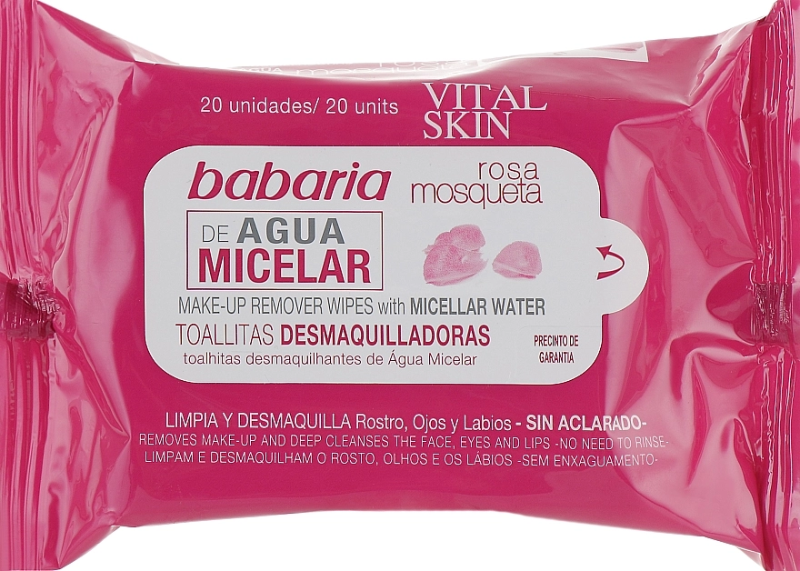 Babaria Серветки з міцелярною водою для зняття макіяжу Rosa Mosqueta Micellar Water Wipes - фото N1