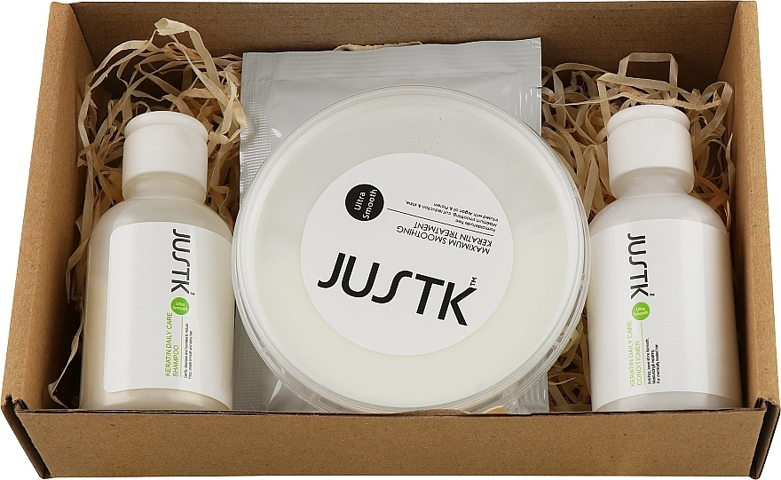 JustK Набір для нанопластики волосся (shmp/50ml + cond/50ml + keratin/50ml + mask/30ml) - фото N1