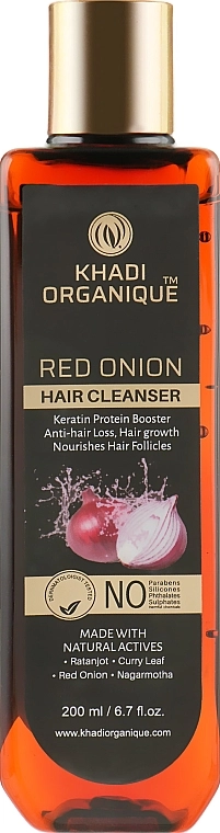 Khadi Organique Натуральный аюрведический безсульфатный шампунь для укрепления и роста волос "Красный лук" Red Onion Hair Cleanser - фото N2