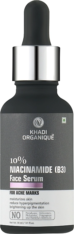Khadi Organique УЦЕНКА Антивозрастная увлажняющая сыворотка с ниацинамидом (В3) 10% и цинком Niacinamide 10% + Zinc Anti-aging Face Serum * - фото N1