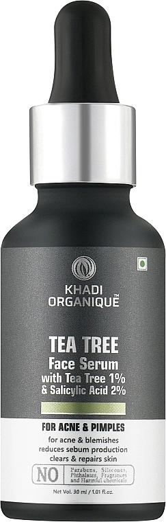 Khadi Organique Увлажняющая антивозрастная сыворотка с маслом чайного дерева Tea Tree Face Serum - фото N1