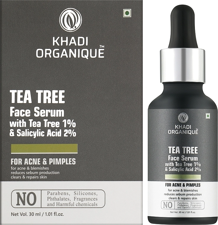 Khadi Organique Увлажняющая антивозрастная сыворотка с маслом чайного дерева Tea Tree Face Serum - фото N2