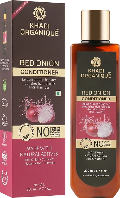 Khadi Organique Натуральний аюрведичний безсульфатний бальзам для зміцнення й росту волосся "Червона цибуля" Red Onion Hair Conditioner - фото N1