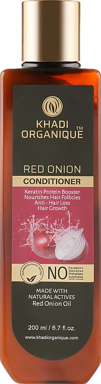 Khadi Organique Натуральний аюрведичний безсульфатний бальзам для зміцнення й росту волосся "Червона цибуля" Red Onion Hair Conditioner - фото N2