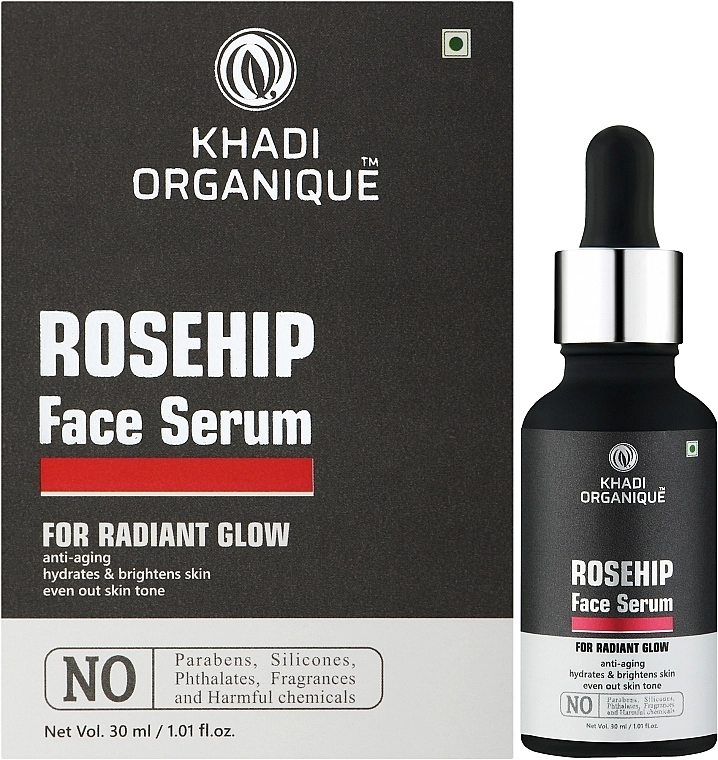 Khadi Organique УЦЕНКА Тонизирующая увлажняющая сыворотка с маслом шиповника против морщин и пигментных пятен Rosehip Face Serum Repairs & Tones Skin * - фото N2