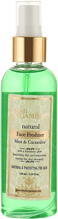 Khadi Organique Натуральный освежающий тоник-спрей для лица "Мята и огурец" Mint And Cucumber Face Fresher - фото N1