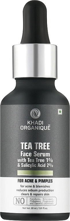 Khadi Organique УЦЕНКА Увлажняющая антивозрастная сыворотка с маслом чайного дерева Tea Tree Face Serum * - фото N1