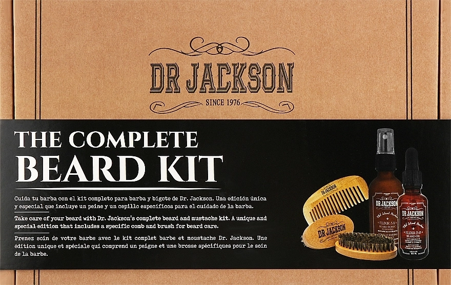 Dr Jackson Набір для бороди Kit Beards Briefcase (beard/oil/30ml + beard/tonic/50ml + brush/2pcs) - фото N1