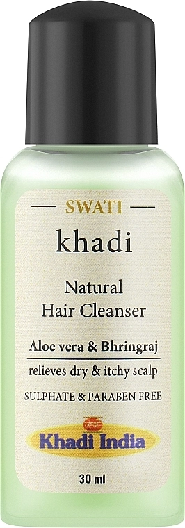 Khadi Swati Аюрведическое очищающее средство для укрепления корней волос "Алоэ вера и Бринградж" Ayurvedic Hair Cleanser Aloe Vera & Bhringraj (мини) - фото N1