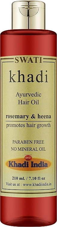 Khadi Swati Аюрведична олія для волосся "Розмарин і хна" Ayurvedic Hair Oil - фото N1