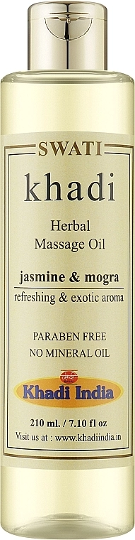 Khadi Swati Травяное массажное масло "Жасмин и могра" Herbal Massage Oil Jasmine & Mogra - фото N1