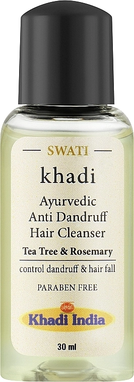 Khadi Swati Аюрведичний засіб для волосся проти лупи "Чайне дерево і розмарин" Ayurvedic Anti Dandruff Cleanser Tea Tree & Rosemary (міні) - фото N1