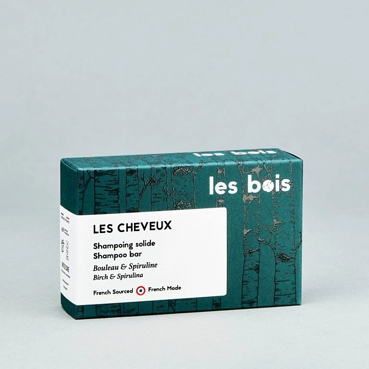 Les Bois Твердий шампунь для волосся з екстрактом кори берези та спіруліною Les Cheveux Birch & Spirulina Shampoo Bar - фото N1