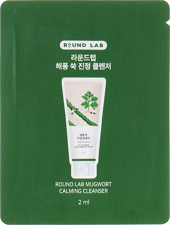 Очищувальна пінка для обличчя - ROUND LAB Mugwort Calming Cleanser, пробник, 2 мл - фото N1