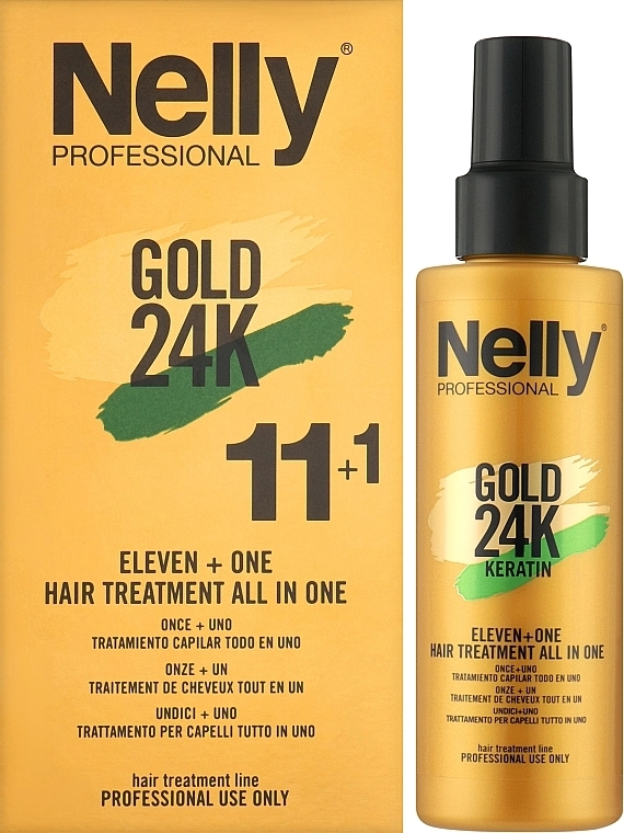 Nelly Professional Спрей для волос "Treatment 11+1 All In One" Gold 24K Spray - фото N2