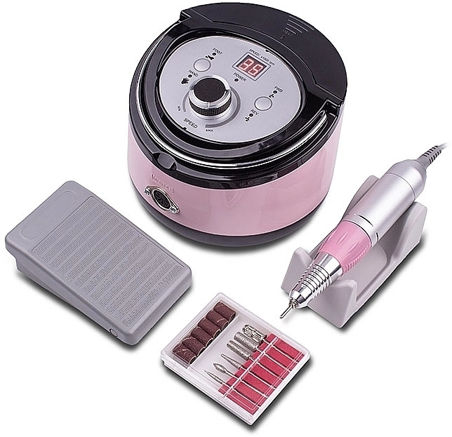 Nail Drill Фрезер для манікюру та педикюру ZS-606 Pink Professional на 65W/35000 об. + 6 покращених фрез - фото N2