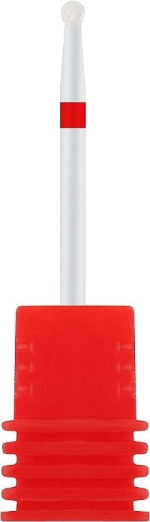 Nail Drill Фреза керамічна "Кулька" F06 15-15, червона насічка - фото N1
