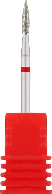 Nail Drill Фреза алмазна "Полум'я" 243 021R, діаметр 2,1 мм, червона - фото N1