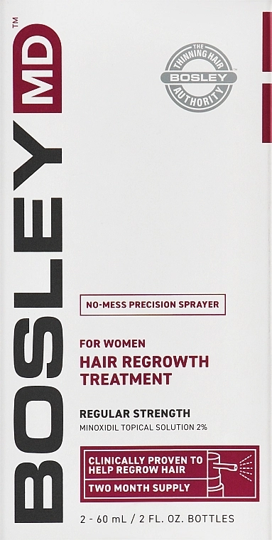 Bosley Спрей з міноксидилом 2% для відновлення росту волосся у жінок Hair Regrowth Treatment - фото N1