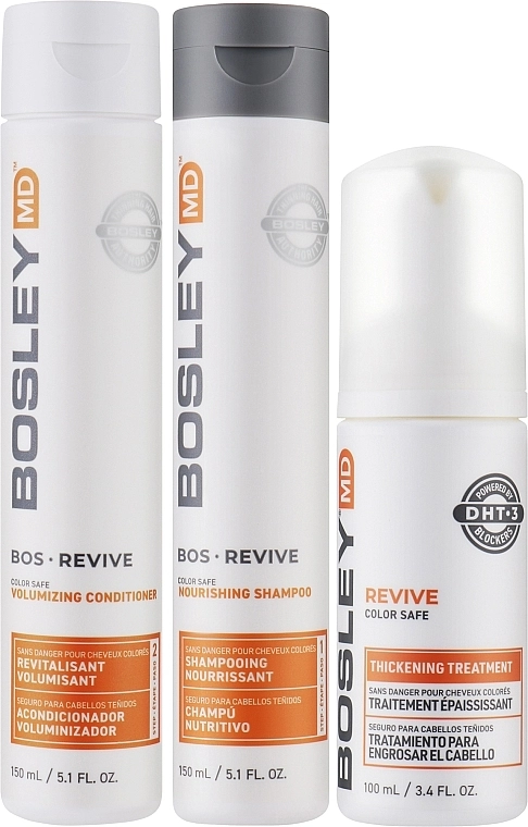 Bosley Набір для відновлення стоншеного фарбованого волосся Bos Revive Kit (shm/150ml + cond/150 + treatm/100ml) - фото N2