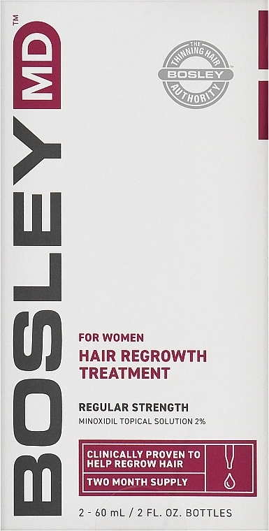 Bosley Розчин з міноксидилом 2% для відновлення росту волосся у жінок, з піпеткою Hair Regrowth Treatment - фото N1