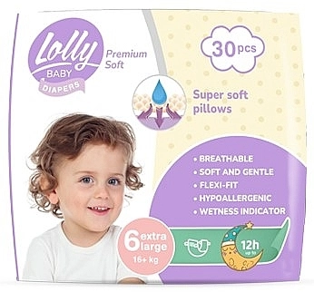 Lolly Подгузники детские "Premium Soft" 6 (16 + кг), 30 шт., 30шт - фото N1