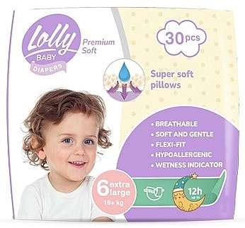 Lolly Подгузники детские "Premium Soft" 6 (16 + кг), 30 шт. - фото N1