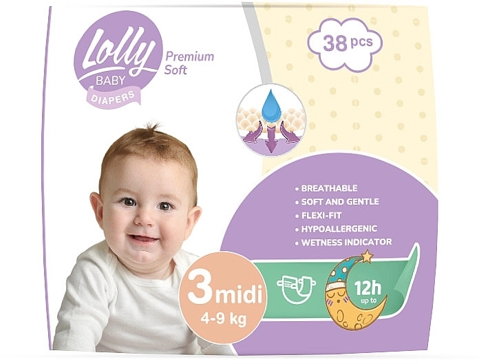Lolly Підгузки Premium Soft Midi 3, 4-9 кг, 38 шт. - фото N1