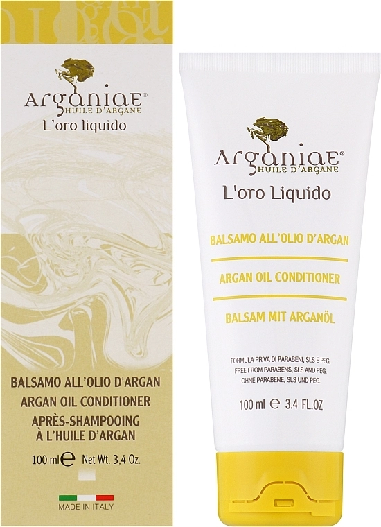 Arganiae Кондиционер для всех типов волос с аргановым маслом L'oro Liquido Conditioner With Argan Oil (туба) - фото N2