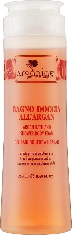 Arganiae Гель для ванни та душу з аргановою олією, алое та вівсом L'oro Liquido Argan Oil Bath And Shower Body Foam - фото N1