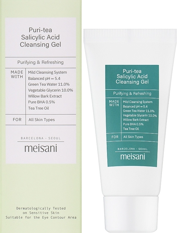 Meisani Очищающий гель для лица Puri-Tea Salicylic Acid Cleansing Gel (мини) - фото N2