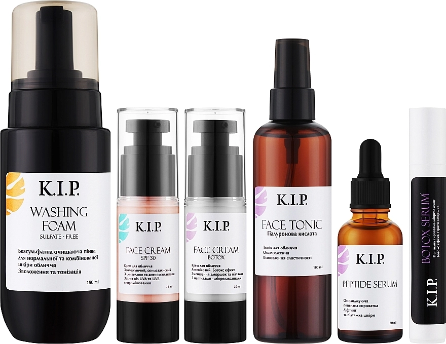 K.I.P. Набор Set (foam/150ml + tonic/100ml + serum/15ml + cr/2*30ml + serum/30ml) - фото N1