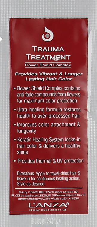 L'anza Маска для поврежденных и окрашенных волос Healing ColorCare Trauma Treatment (пробник) - фото N2