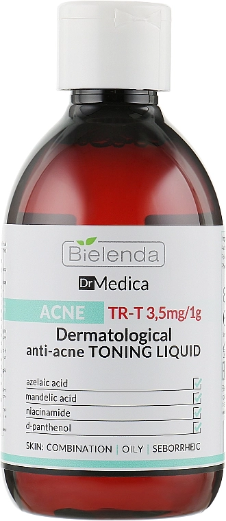 Дерматологический анти-акне тоник Dr Medica Acne Dermatological Anti-Acne Liquid Tonic - Bielenda Dr Medica Acne Dermatological Anti-Acne Liquid Tonic, 250 мл - фото N1