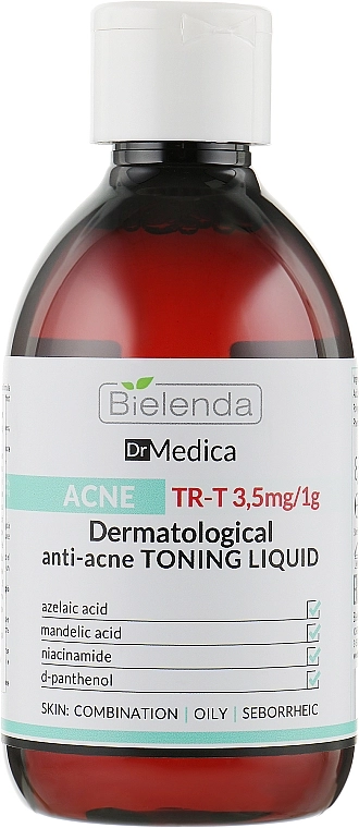 Дерматологічний анти-акне тонік Dr Medica Acne Dermatological Anti-Acne Liquid Tonic - Bielenda Dr Medica Acne Dermatological Anti-Acne Liquid Tonic, 250 мл - фото N1