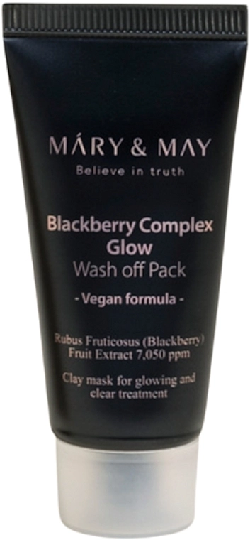 Антиоксидантна глиняна маска для обличчя з ожиною - Mary & May Blackberry Complex Glow Wash Off Mask, 30 г - фото N1