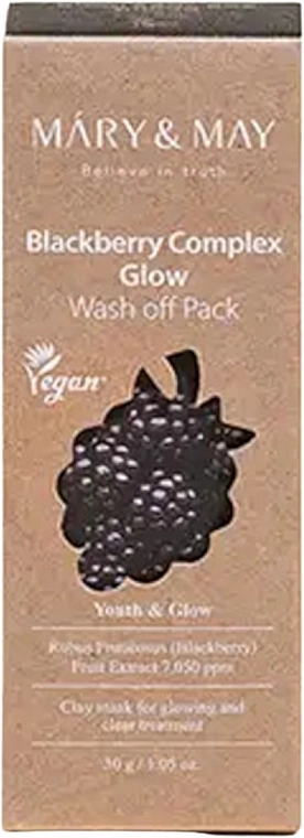 Антиоксидантна глиняна маска для обличчя з ожиною - Mary & May Blackberry Complex Glow Wash Off Pack, 30 г - фото N2