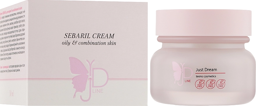 Just Dream Teens Cosmetics Крем для жирної та комбінованої шкіри обличчя Sebaril Cream Oily Combination Skin - фото N2