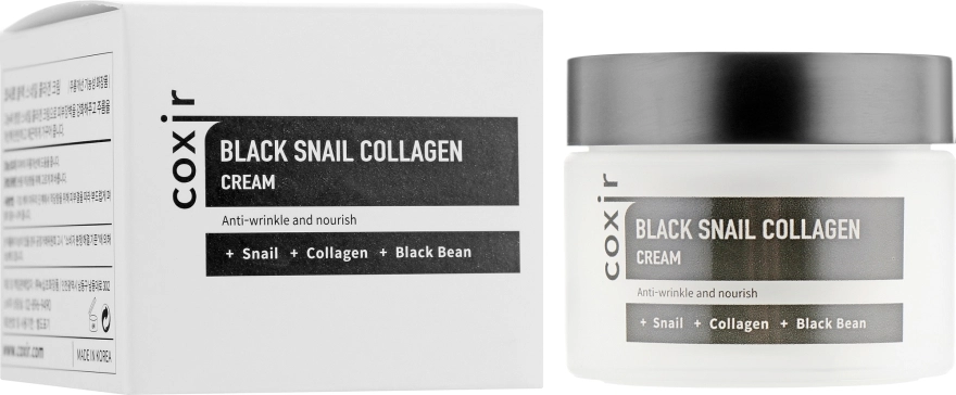 Coxir Антивозрастной питательный крем для лица Black Snail Collagen Cream Anti-Wrinkle And Nourish - фото N4